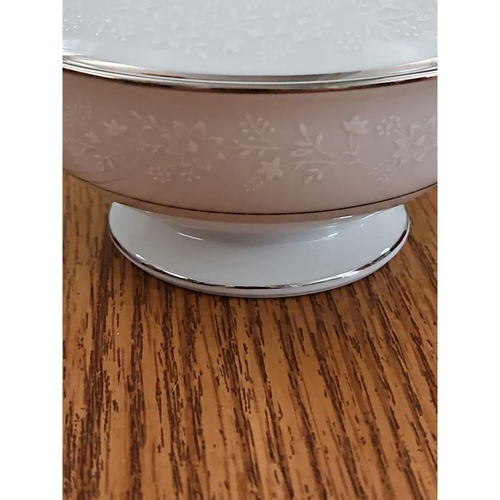 NORITAKE 6438 BUCKINGHAM BONE CHINA PLATINUM CREAMER & SUGAR BOWL